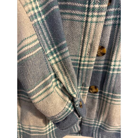 Members Mark Plaid SHACKET With Pockets Sz Large Turquoise and Gray - Picture 5 of 7